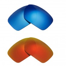 Walleva Fire Red + Ice Blue Polarized Replacement Lenses For Oakley Turbine (OO9263 Series) Sunglasses